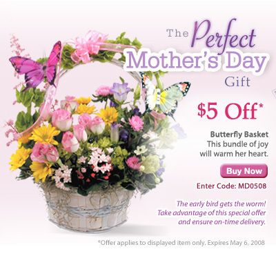 Save $5.00 on the Butterfly Basket. Enter code MD0508.