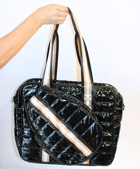 Puffer Pickle Tote - Black w/Gold
