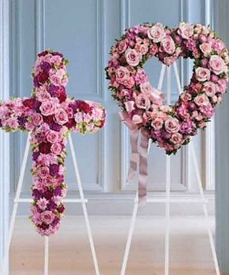 Matching Heart & Cross Funeral Spray Set